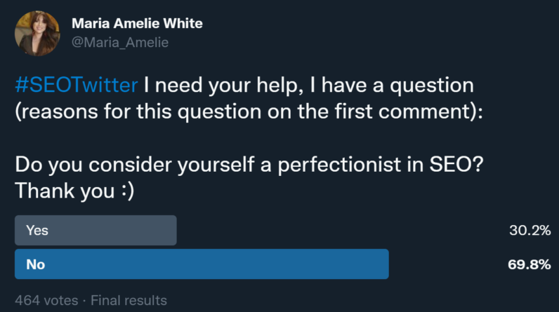 70% of SEO experts are not perfectionists, new survey shows / world of digital information