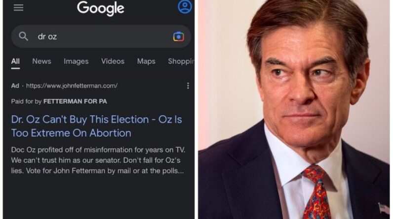 Dr. Oz has a problem with Google, but Fetterman might be a bum