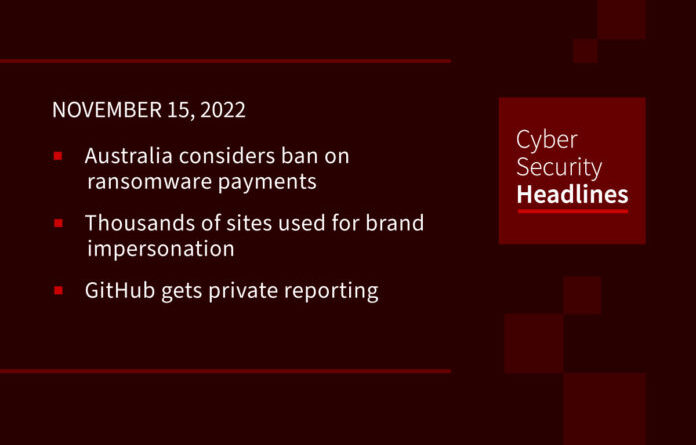 Australia Ransom Ban, Spoofing Sites, GitHub Private Reports