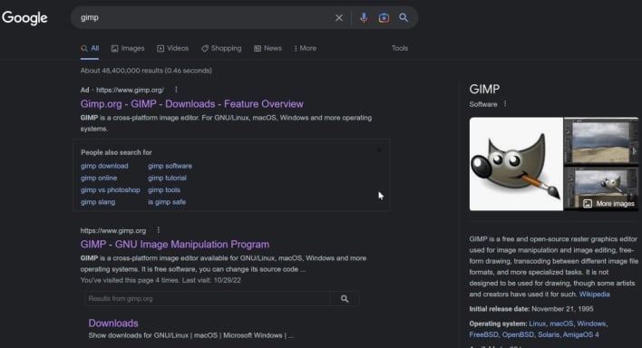 How Google Ads for the Official GIMP Website Exposed Computers to Malware