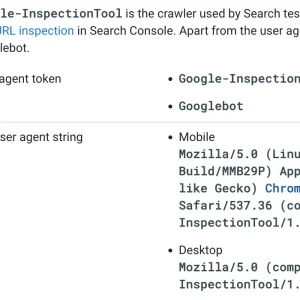 InspectionTool - Google's new crawler for Google's testing tools