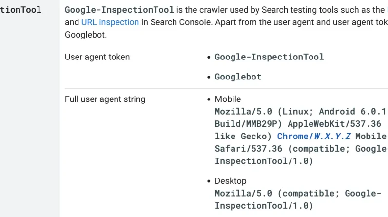 InspectionTool - Google's new crawler for Google's testing tools