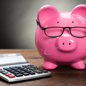 piggy bank with calculator