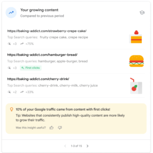Google Search Console Insights adds your growing content report