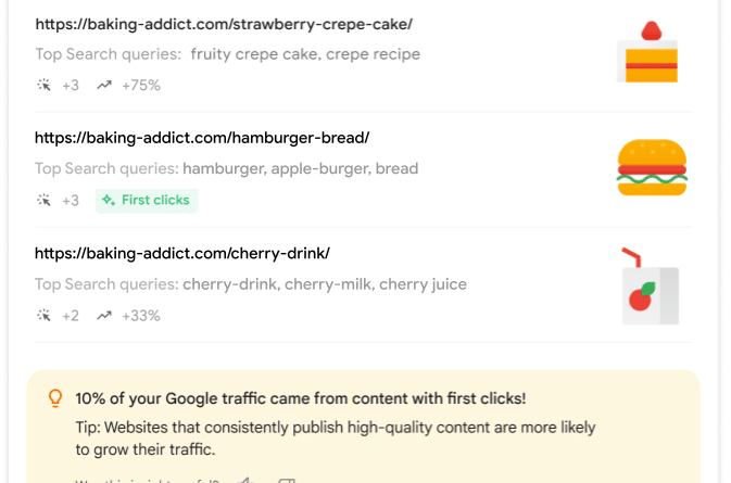 Google Search Console Insights adds your growing content report