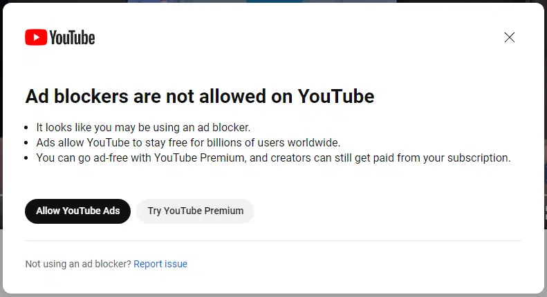 YouTube wants users to stop using ad blockers