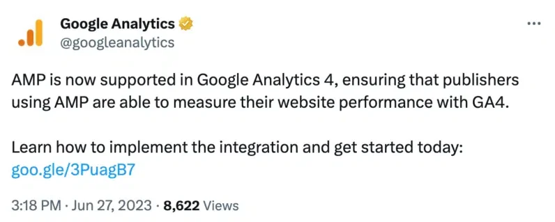 GA4 releases AMP support