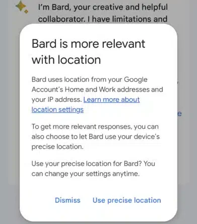 Google Bard can now use your device's precise location to get more relevant local results