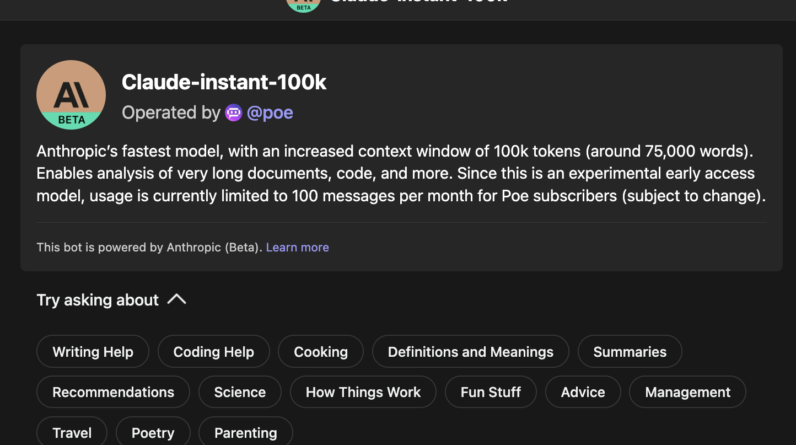 Claude Instant with 100,000 tokens beats leading AI chatbots