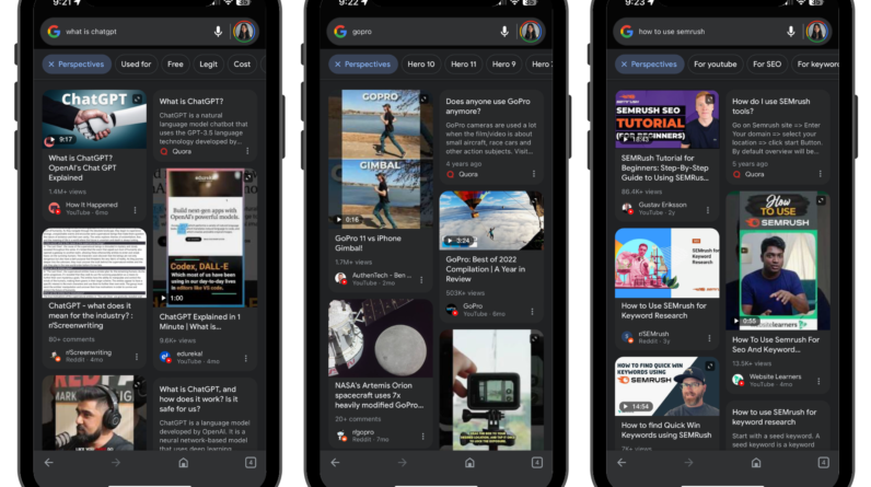 The Google Perspectives search filter offers different points of view with engaging content