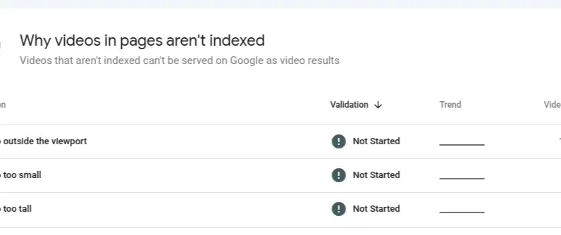The Google Search Console video indexing report receives three new problem details