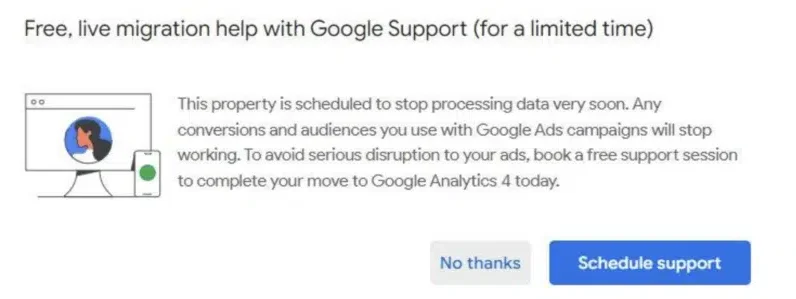 Universal Analytics still processes data for most after sunset