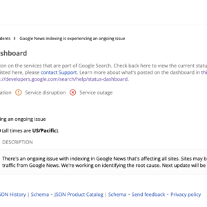 Disruption of Google News indexing results in decreased traffic for content publishers