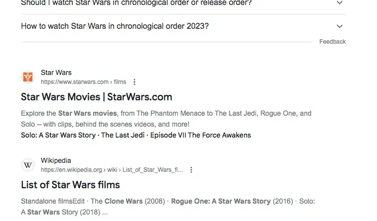 Google ranks the AI-generated article "Star Wars" as having no EEAT