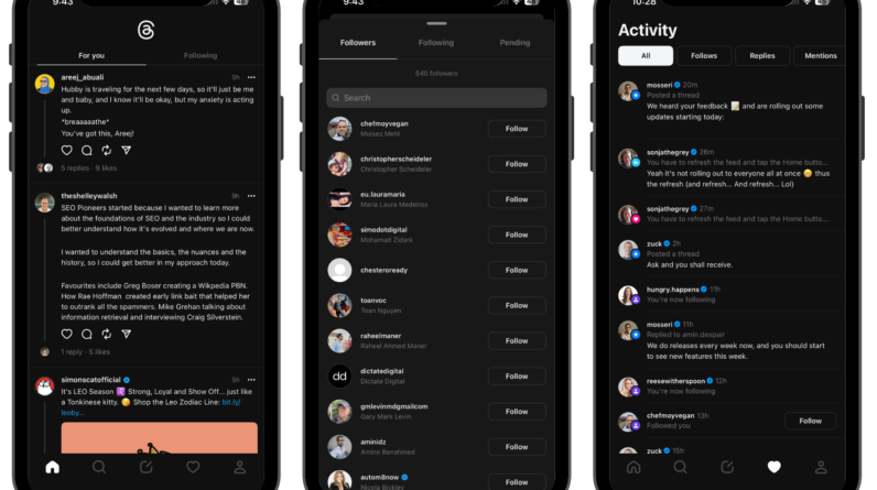 The Threads app update includes for you and the following channels