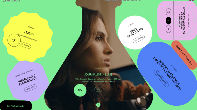 The new design of Google Labs includes AI tools for search and creativity