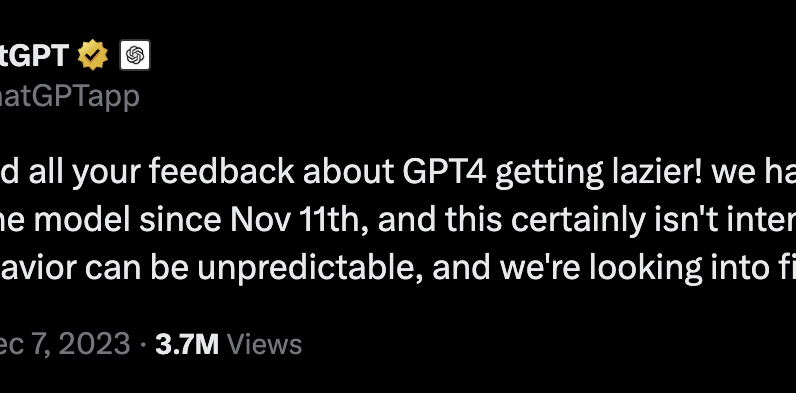 OpenAI investigates complaints of "lazy" GPT-4 in Google reviews, X