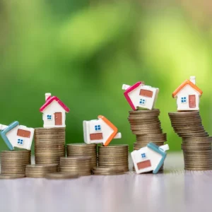 MiniHouseModelAndStackOfCoinsBusinessRiskManagement