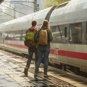 Couple Boarding Train