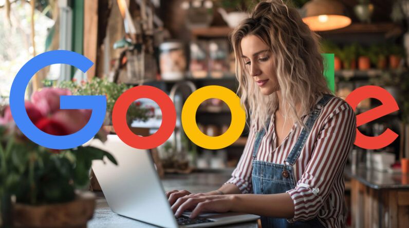 Woman Small Business Owner Laptop Google Logo