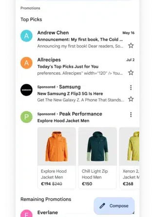 Google updates Gmail ads with a new design and "Sponsored" label.