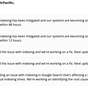Google search indexing issue still persists almost 5 days later