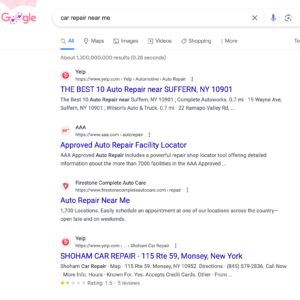 The local Google package is not displayed for many search engines