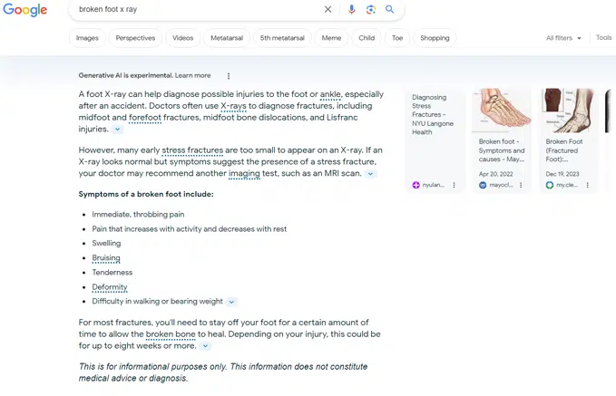 Google SGE development and testing is ongoing and growing