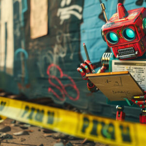 Google Robot Taking Notes Crime Scene