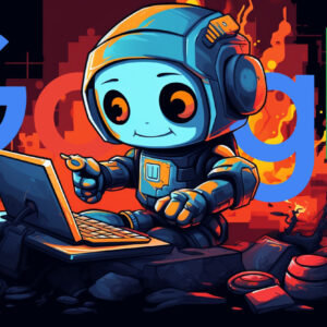 Robot Typing Google Logo