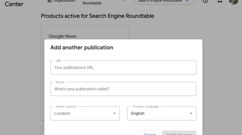 Google Publisher Center Add Publication