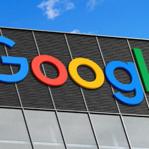 In this photo illustration in 3D the Google logo seen on top of the glass building