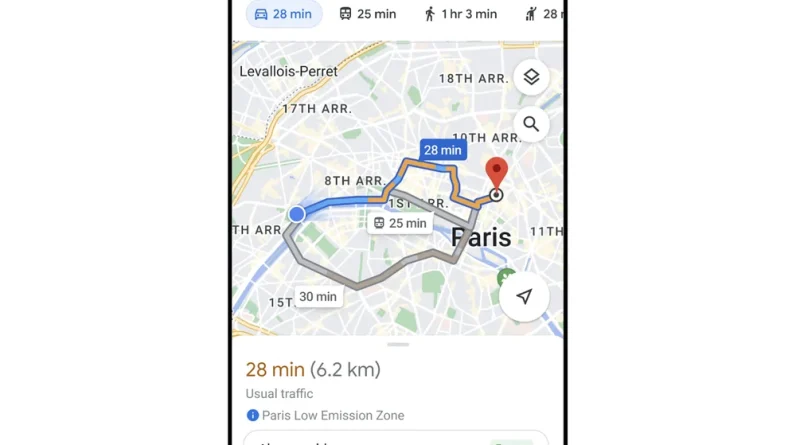 Search Google and Maps for greener travel updates