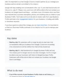 Google Business Profile chat and call history disappear