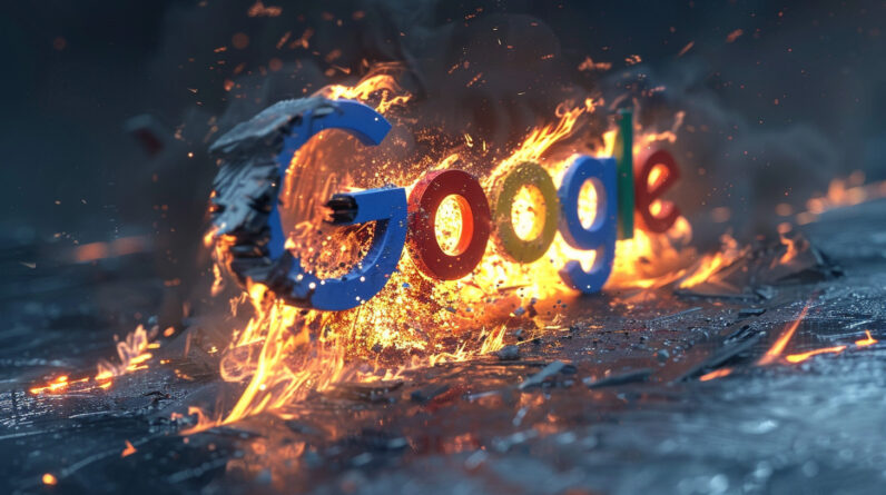 Google Logo Cracking Burning