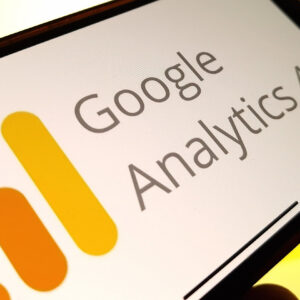 Google Analytics 4 logo displayed on mobile phone screen