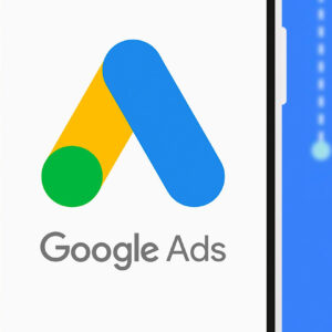 Smart phone with the Google Ads logo is a service and program of the company Google.