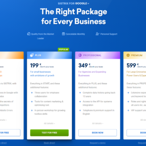 Sistrix landing page