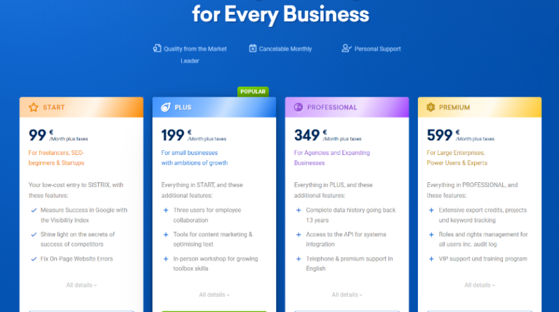 Sistrix landing page