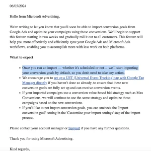 Microsoft Ads to allow import of conversion goals from Google