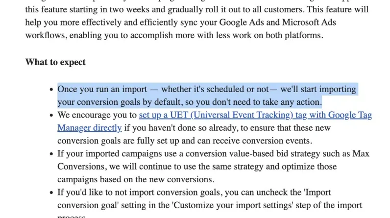 Microsoft Ads to allow import of conversion goals from Google