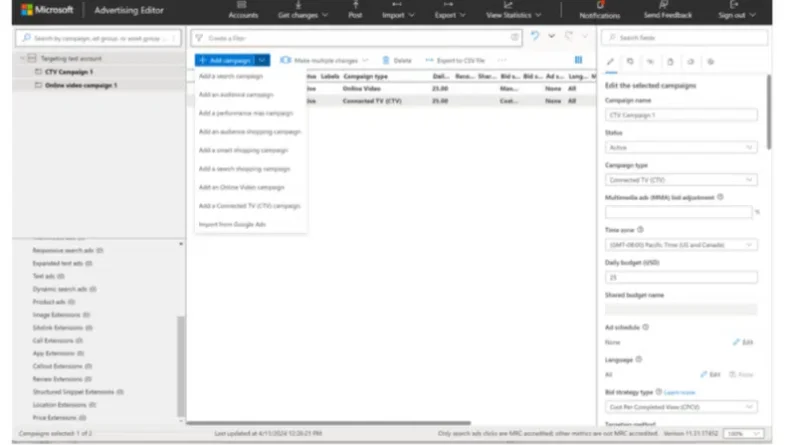 Microsoft brings video and CTV ads (including Netflix inventory) to Advertising Editor