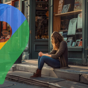 Business Owner Outside Store Google Maps Pin