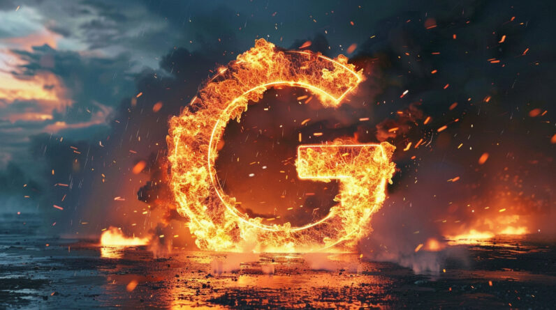 Google Logo Fire