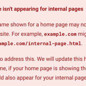 Google Search fixes issues with site names not appearing on internal pages