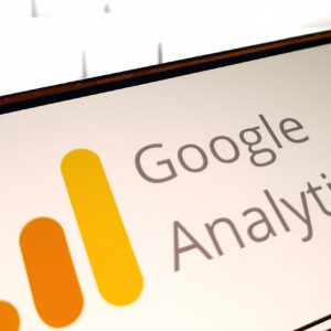 Google Analytics 4 logo displayed on mobile phone screen